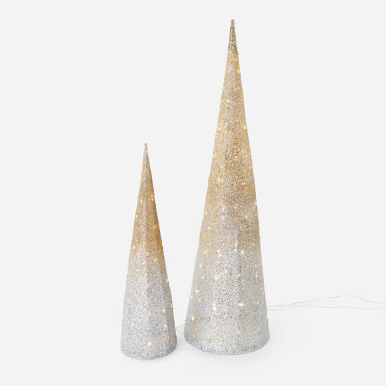 WHITE & GOLD CONE DISPLAY TREE