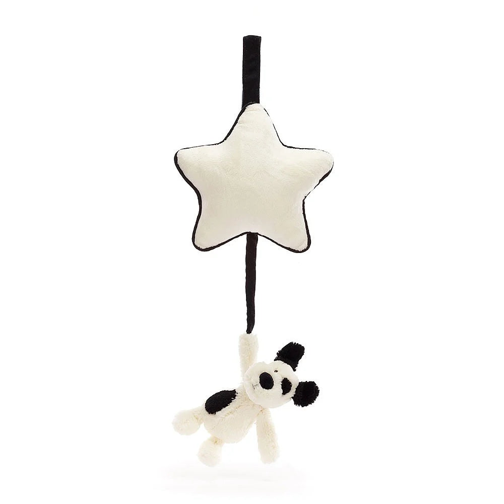 JELLYCAT BASHFUL BLACK & CREAM PUPPY MUSICAL PULL 