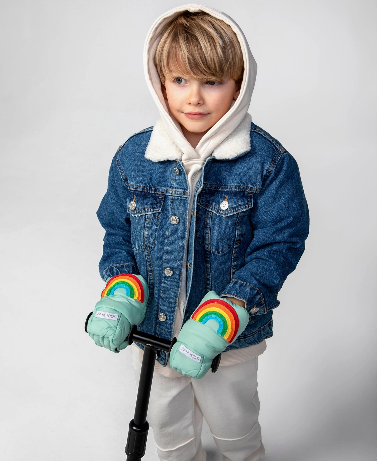 KIDS' SCOOTER WARMMUFFS - RAINBOW APPLIQUE