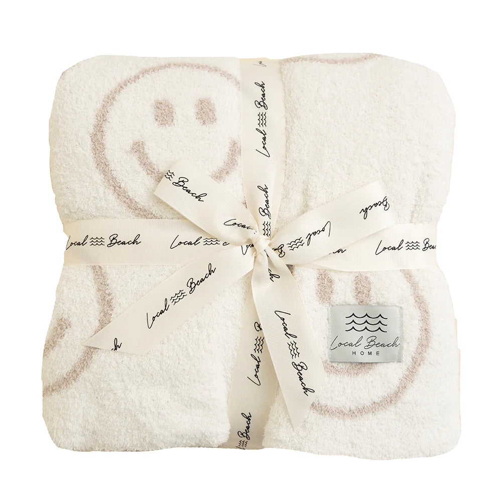 LOCAL BEACH LUXE BABY BLANKET - SMILEY - SAND