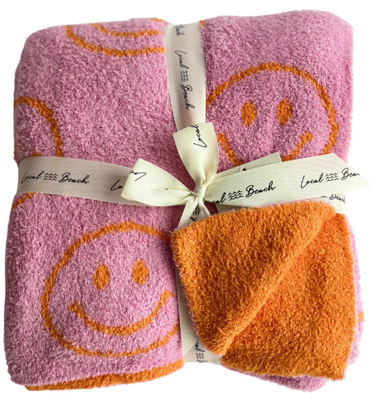 LOCAL BEACH LUXE HOME BLANKET - BUBBLE GUM/ORANGE