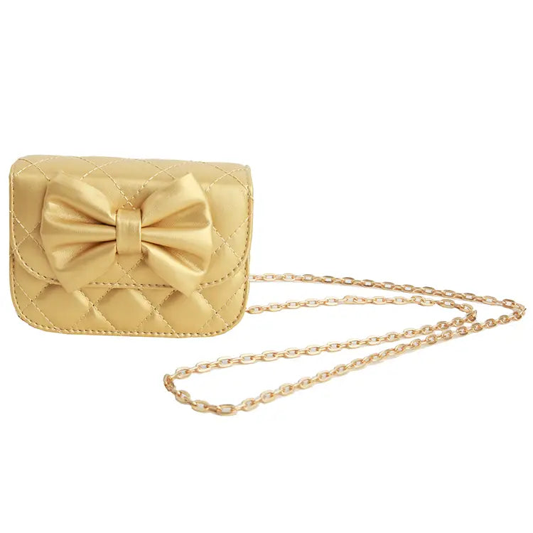 METALLIC BOW PURSE - GOLD