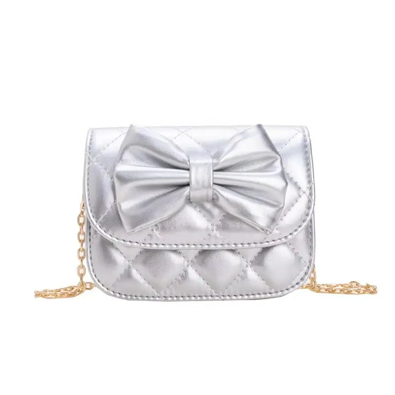 METALLIC BOW PURSE - SILVER