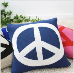 PEACE SIGN PILLOW - NAVY/WHITE