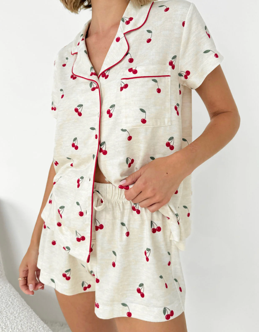 PILLOW SOFT SHORT PAJAMA SET - SPLENDID CHERRY TOSS