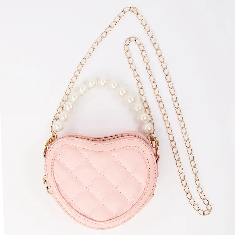 QUILTED HEART PURSE - LIGHT PINK