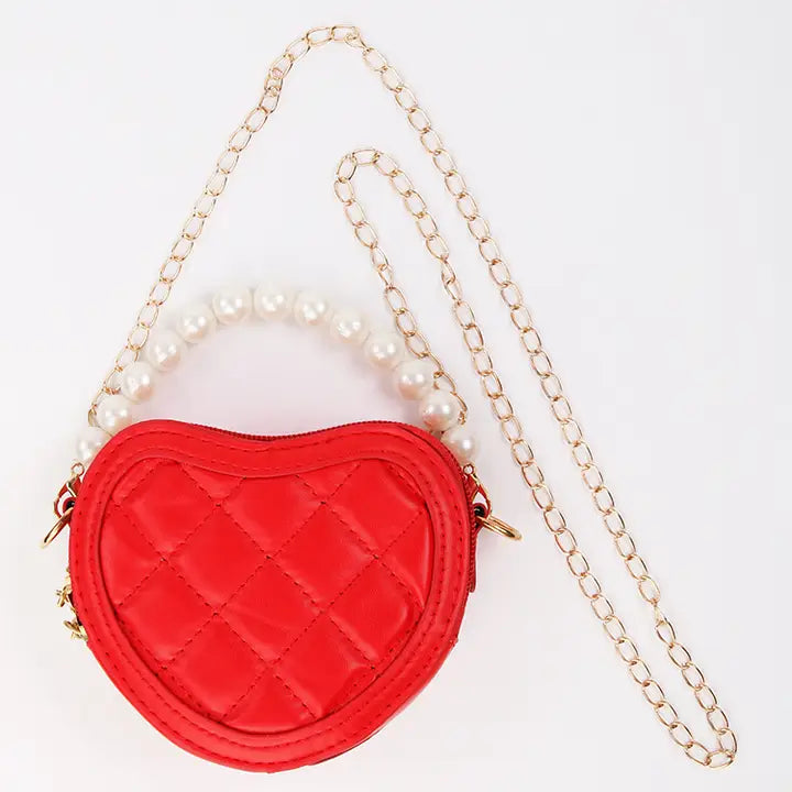 QUILTED HEART PURSE - RED