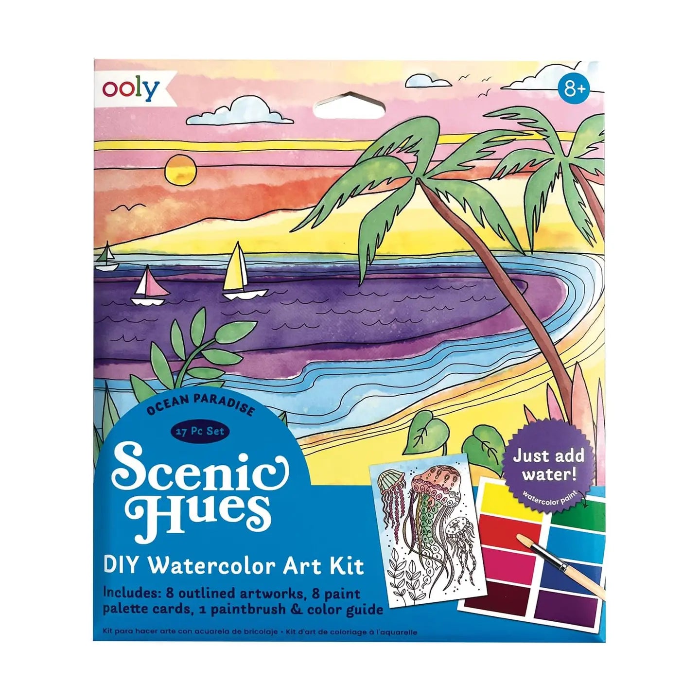 SCENIC HUES DIY WATERCOLOR KIT OOLY - OCEAN PARADISE