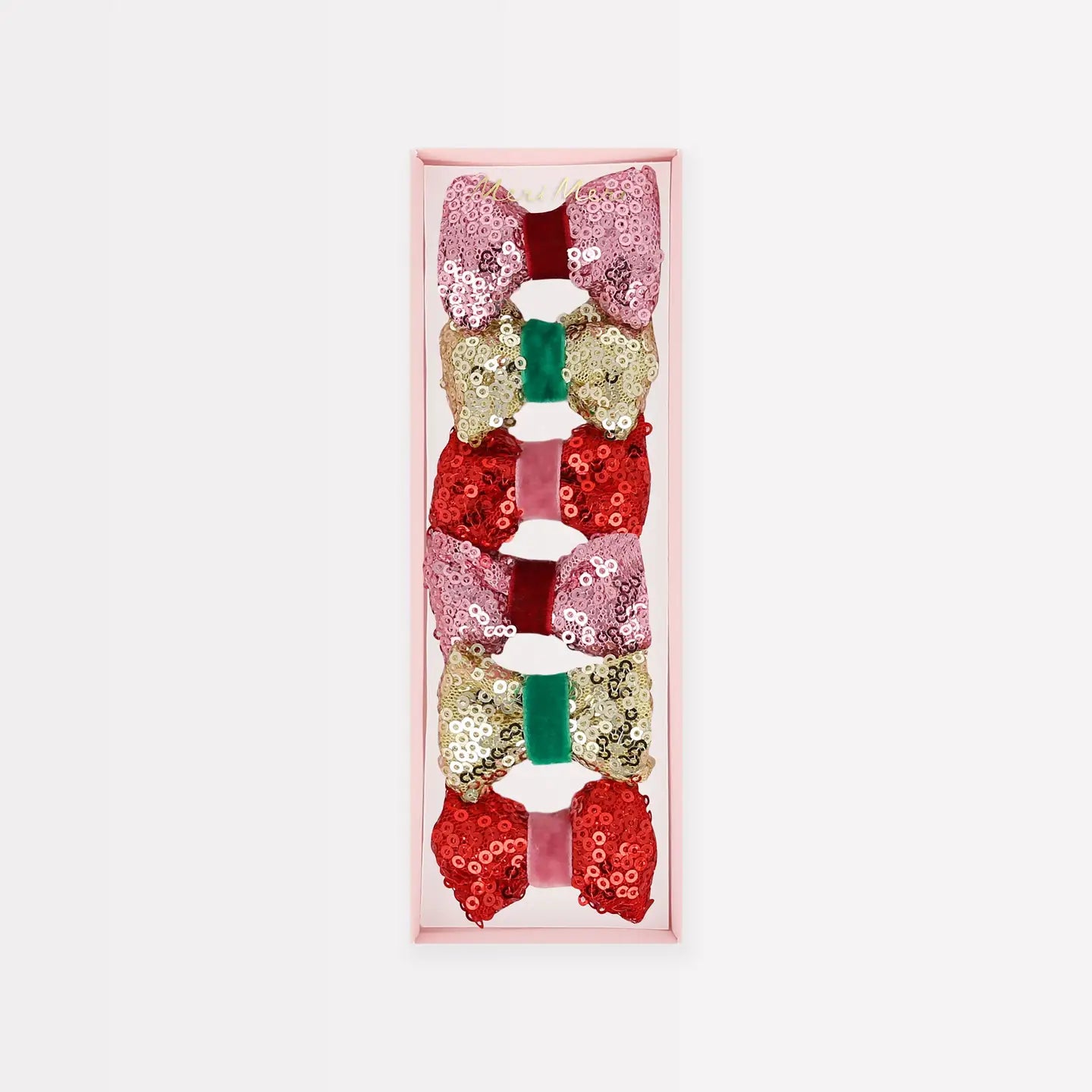 SEQUIN & VELVET MINI BOW HAIR CLIPS