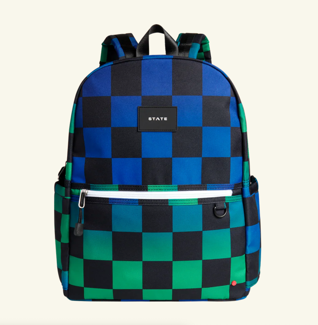 STATE KANE DOUBLE POCKET BACKPACK - BLUE CHECKERBOARD
