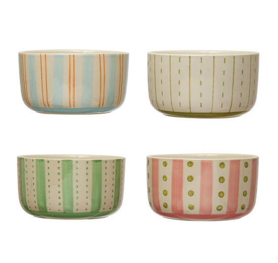Load image into Gallery viewer, PASTEL PATTERNED STONEWARE BOWL
