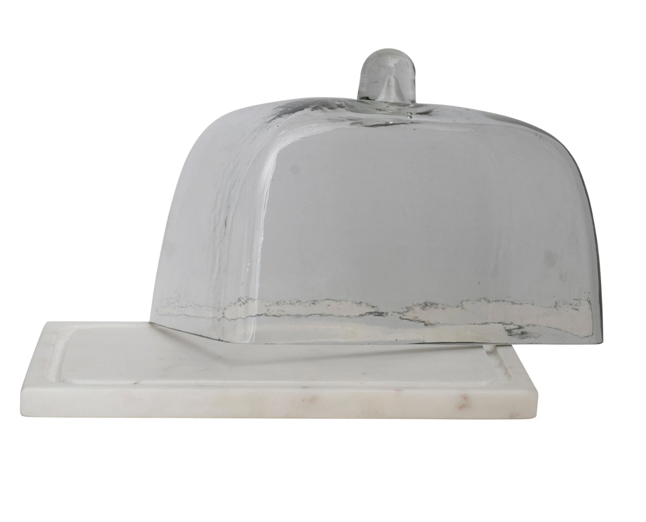 GLASS CLOCHE WITH WHITE MARBLE BASE