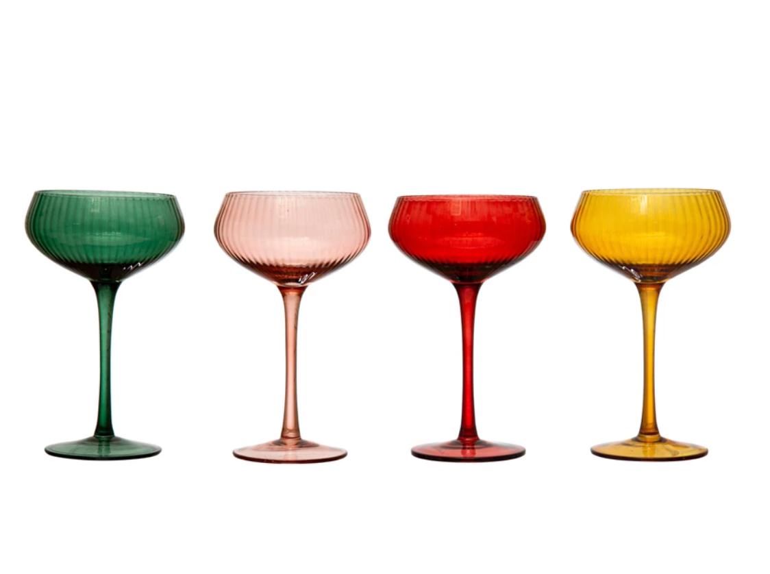 Load image into Gallery viewer, JEWEL TONE GLASS CHAMPAGNE COUPE
