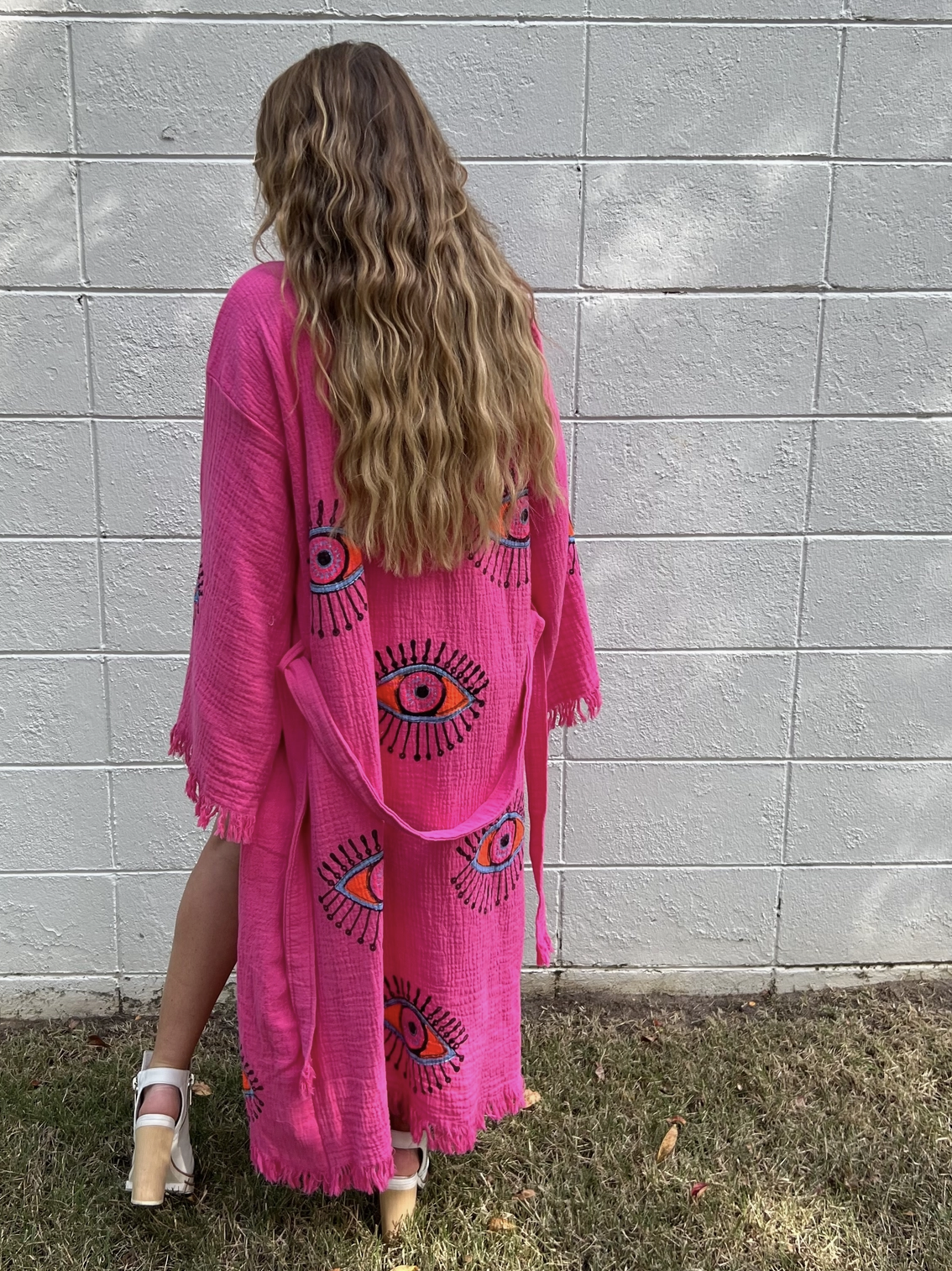 HOT PINK EVIL EYE KAFTAN