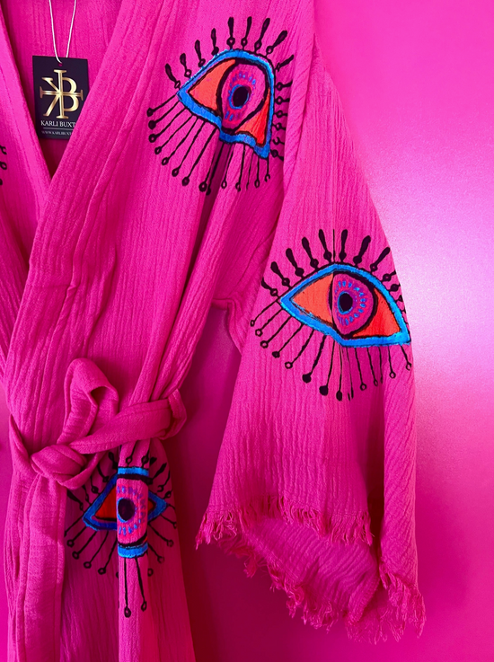 HOT PINK EVIL EYE KAFTAN