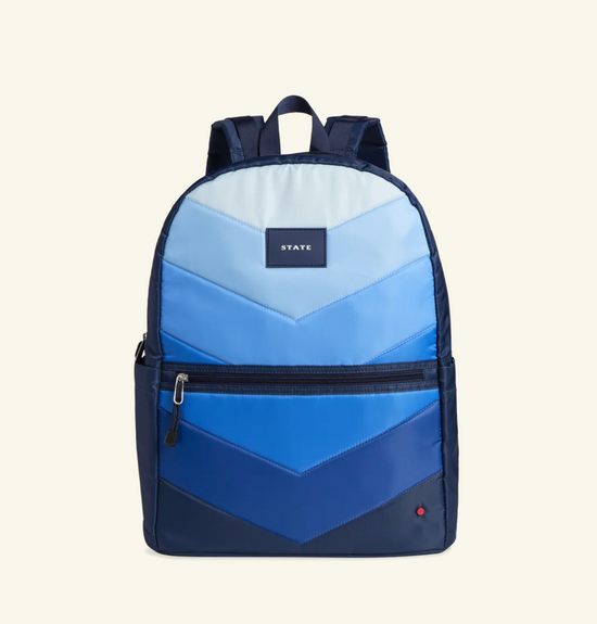 KANE DOUBLE POCKET LARGE BACKPACK - BLUE CHEVRON