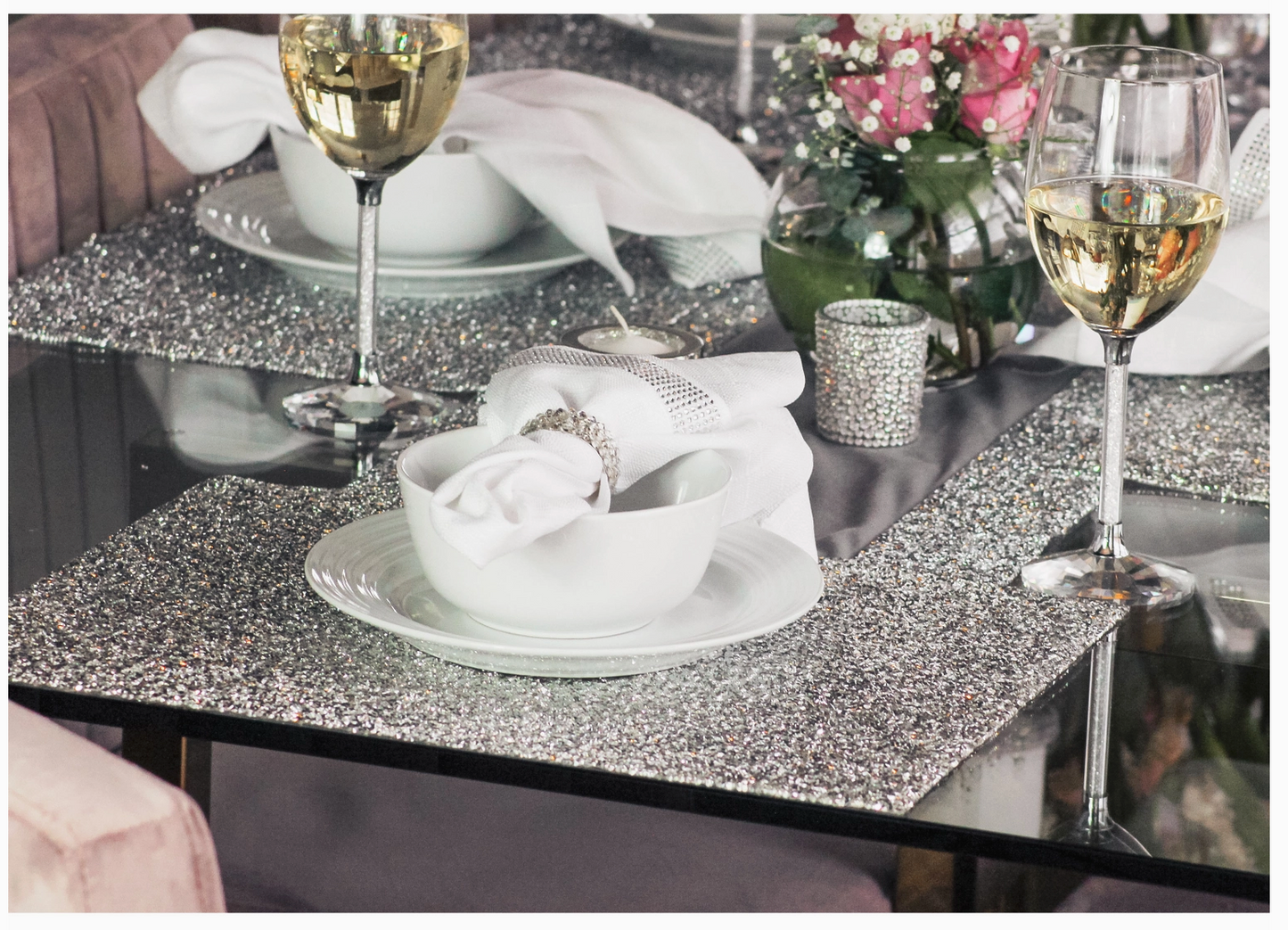 LUMINOUS RECTANGLE RHINESTONE PLACEMAT