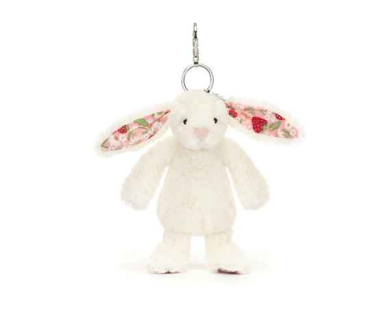 BLOSSOM CREAM BUNNY 'BERRY' BAG CHARM JELLYCAT