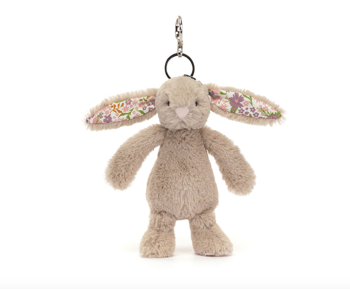 BLOSSOM BEIGE BUNNY 'PETAL' BAG CHARM JELLYCAT