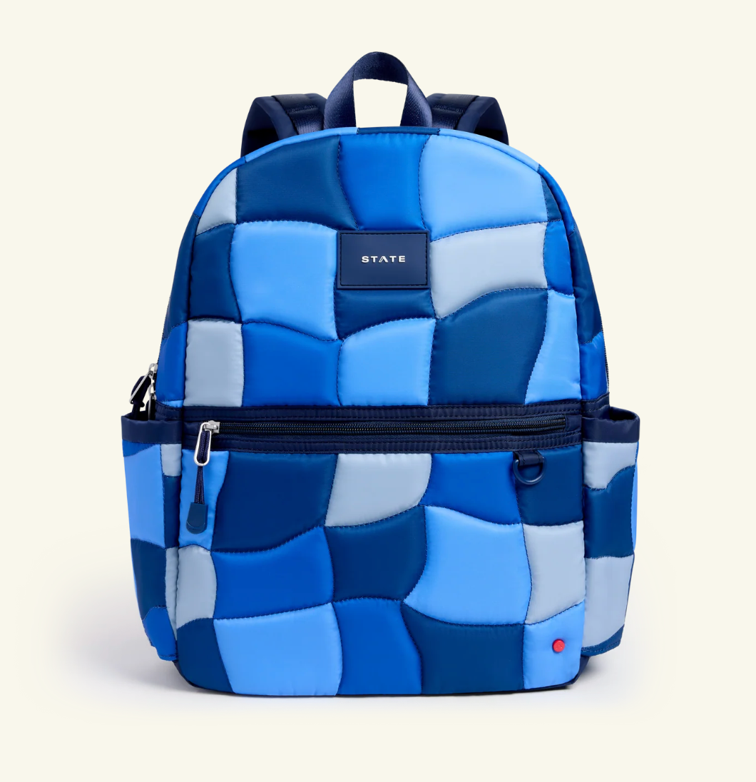 STATE KANE DOUBLE POCKET BACKPACK - BLUE PUFFER CHECK