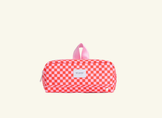 STATE CLINTON PENCIL CASE - STRAWBERRY CHECK