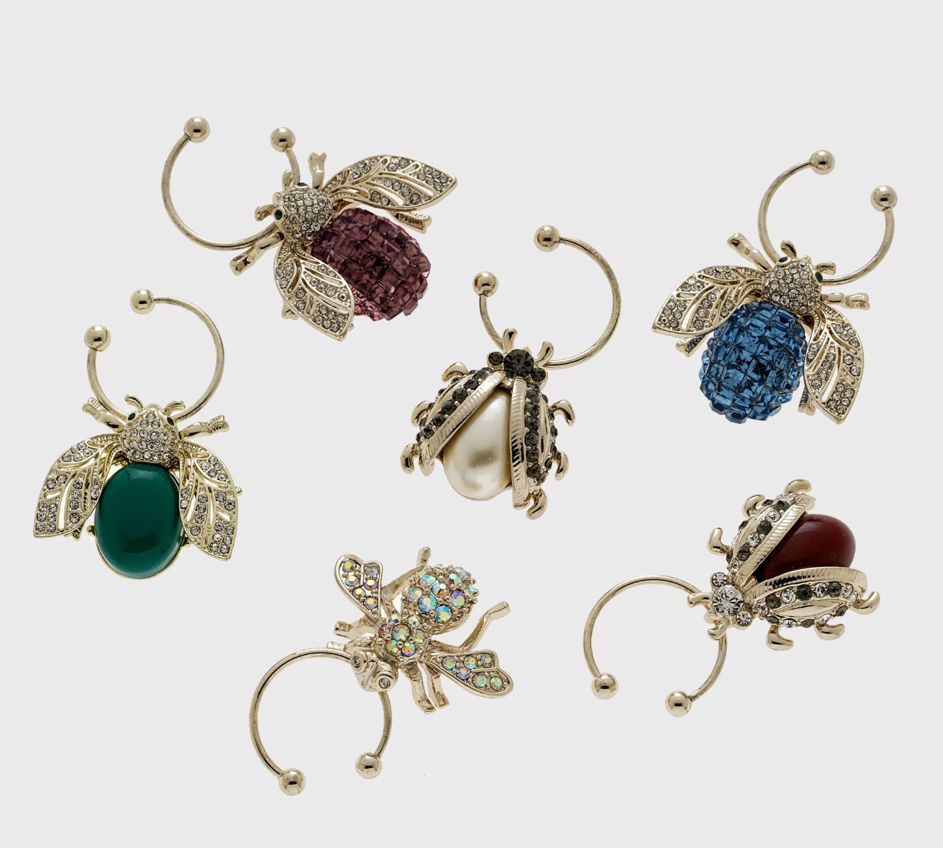 JOANNA BUCHANAN WINE CHARMS BEDAZZLED BEE DARK JEWEL TONES
