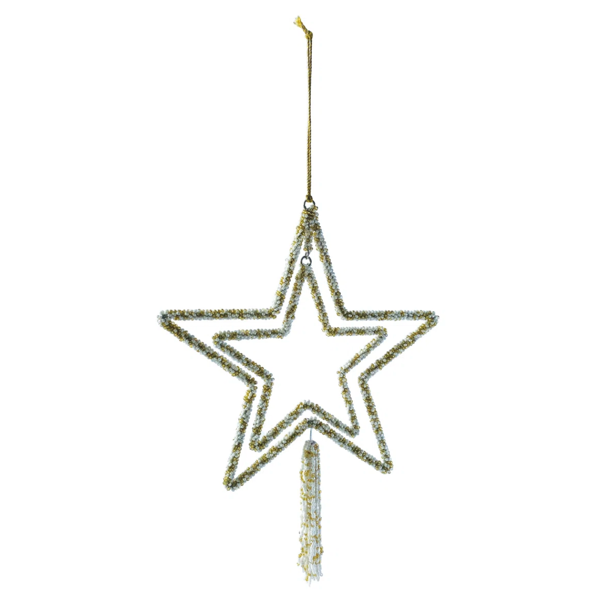 GLASS BEADED METAL STAR ORNAMENT