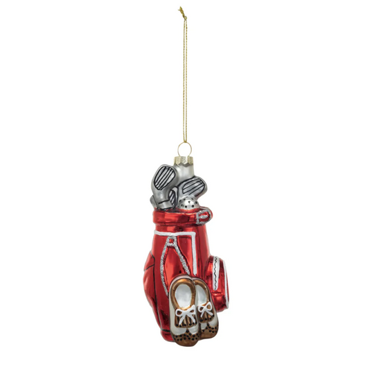 GLASS GOLF BAG ORNAMENT