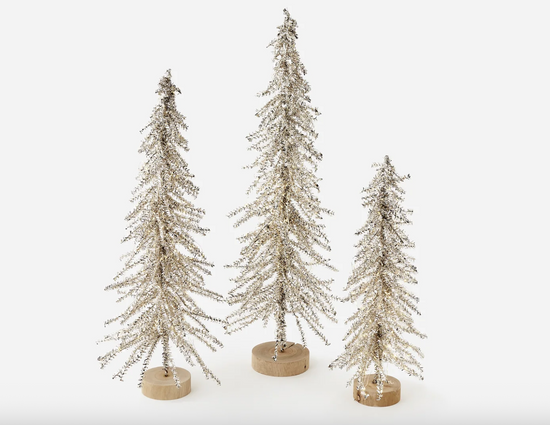 LIT SILVER TINSEL TREE