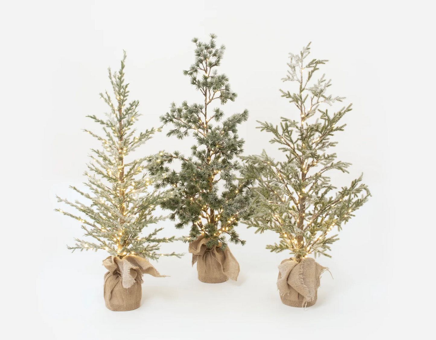 LIT TREE WITH BURLAP BASE