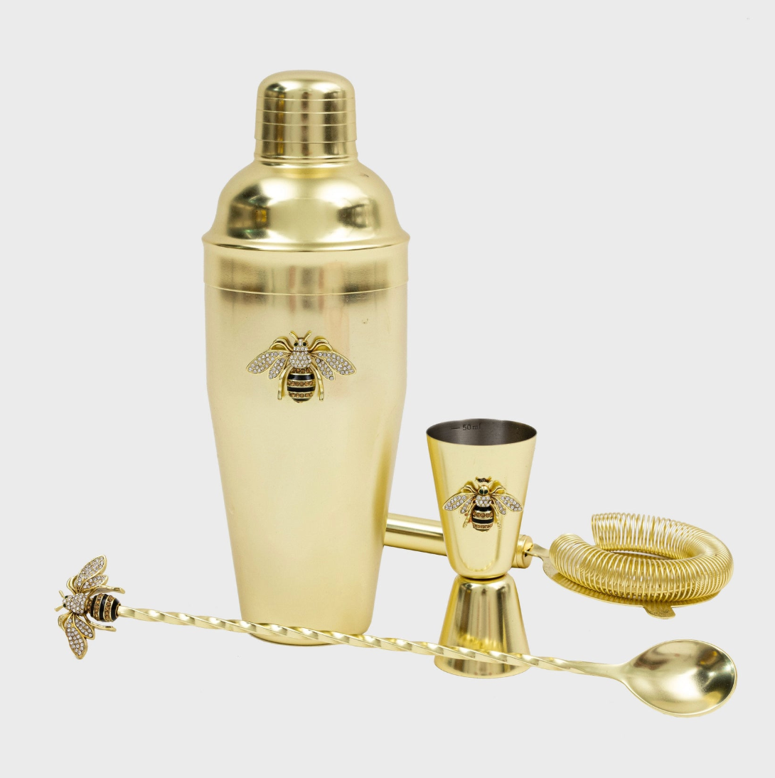 STRIPEY BEE COCKTAIL SHAKER SET JOANNA BUCHANAN