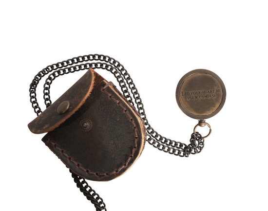COMPASS WITH LEATHER POUCH