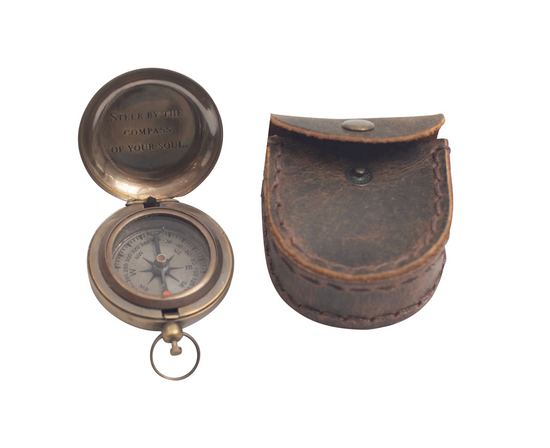COMPASS WITH LEATHER POUCH