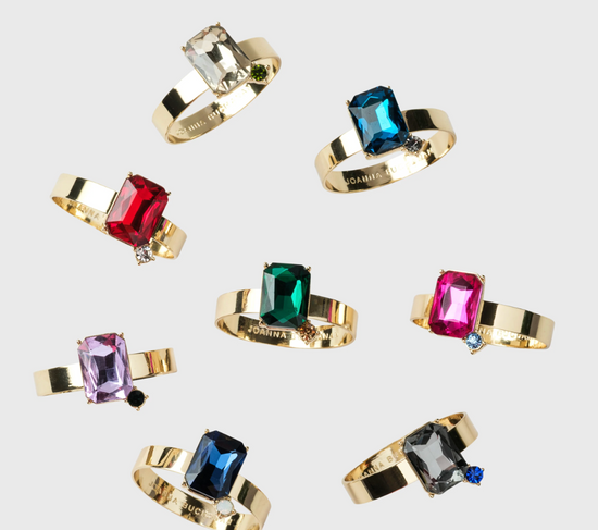 JOANNA BUCHANAN MULTI GEM NAPKIN RING - SET OF 8