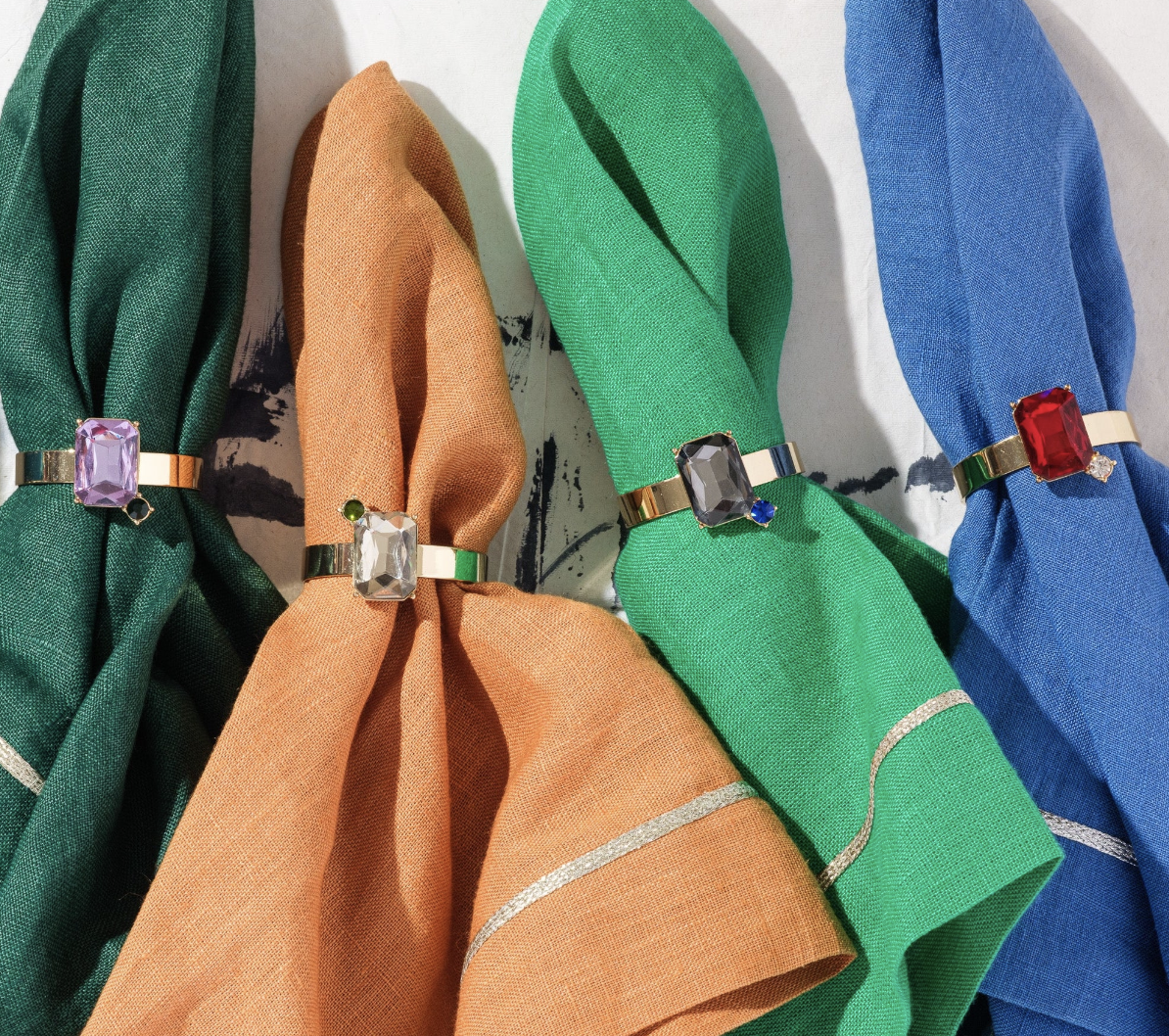 JOANNA BUCHANAN MULTI GEM NAPKIN RING - SET OF 8