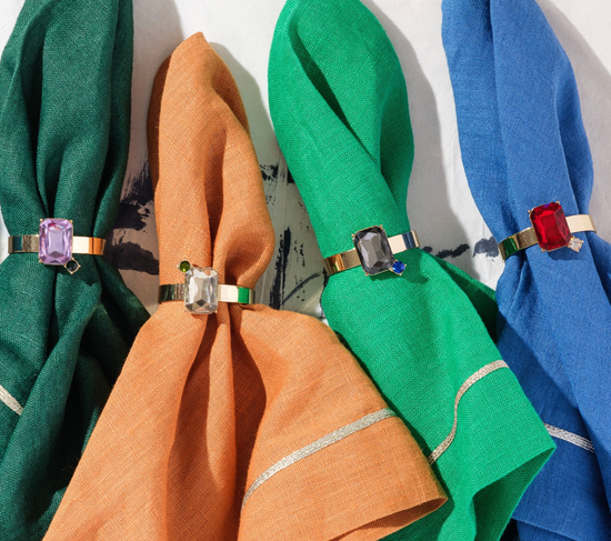 JOANNA BUCHANAN MULTI GEM NAPKIN RING - SET OF 8