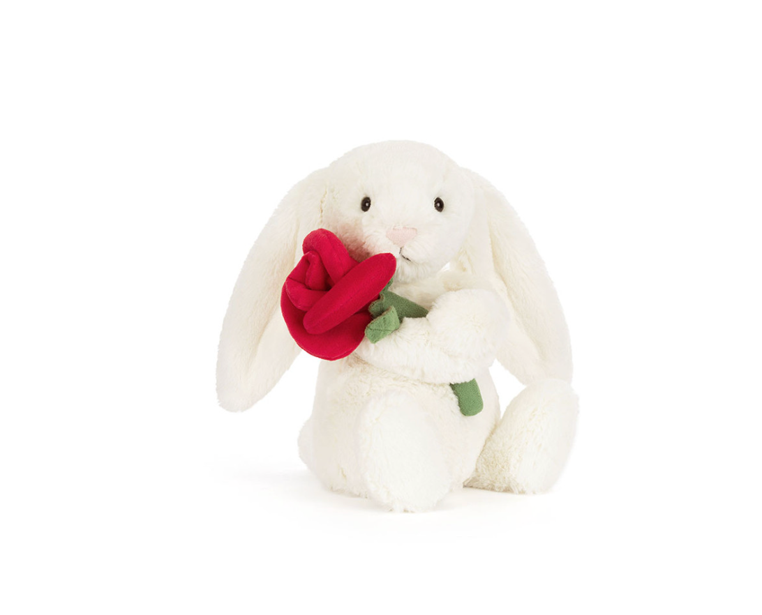 CREAM BUNNY WITH ROSE JELLYCAT