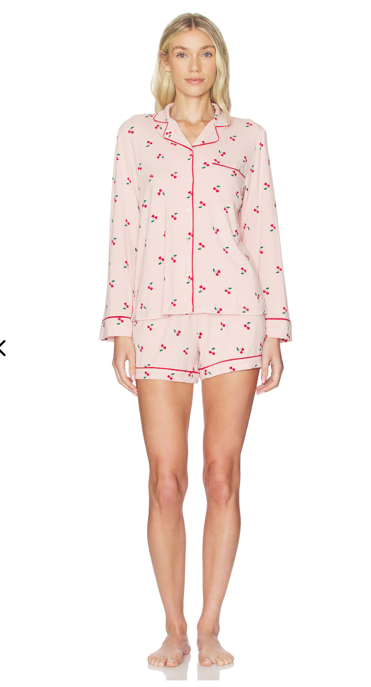 ULTRA SOFT JERSEY WOMENS CHERRY PRINT PAJAMA SET - BAREFOOT DREAMS