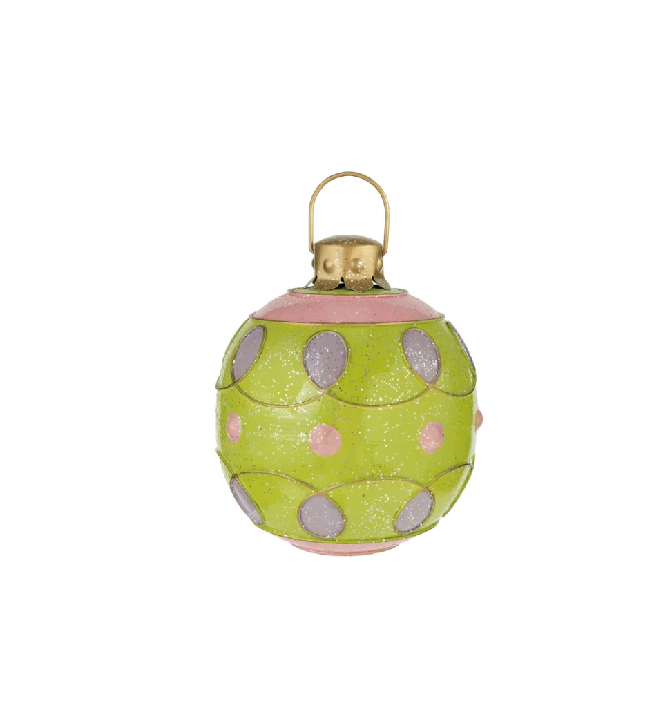 OVERSIZED PAINTED METAL BALL ORNAMENT