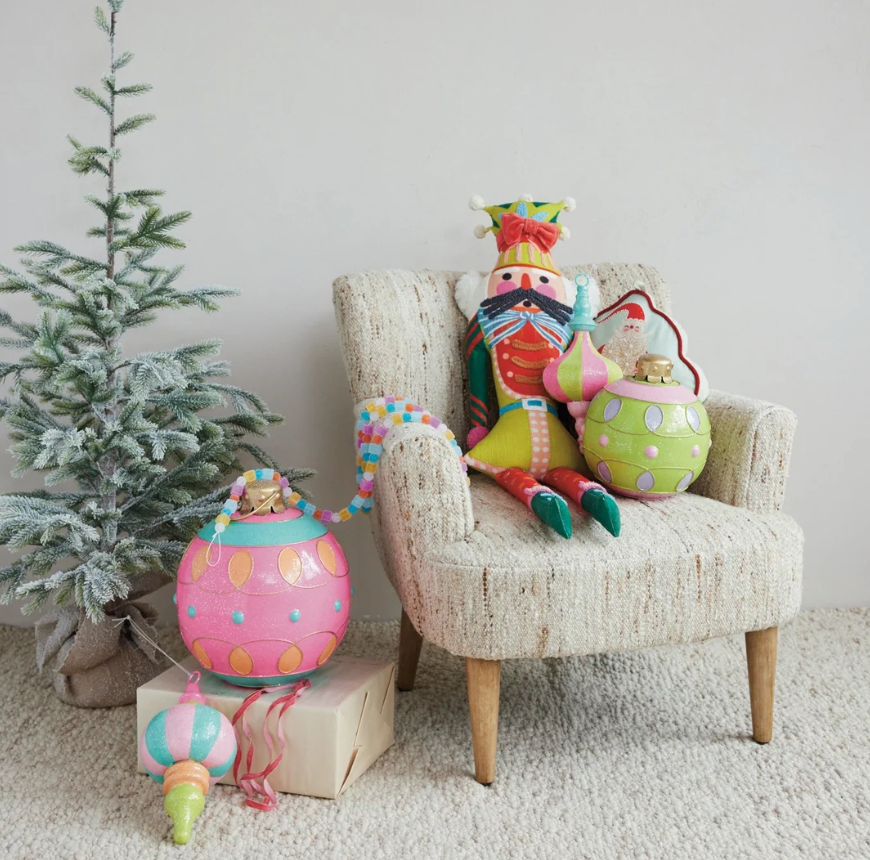 OVERSIZED PAINTED METAL BALL ORNAMENT