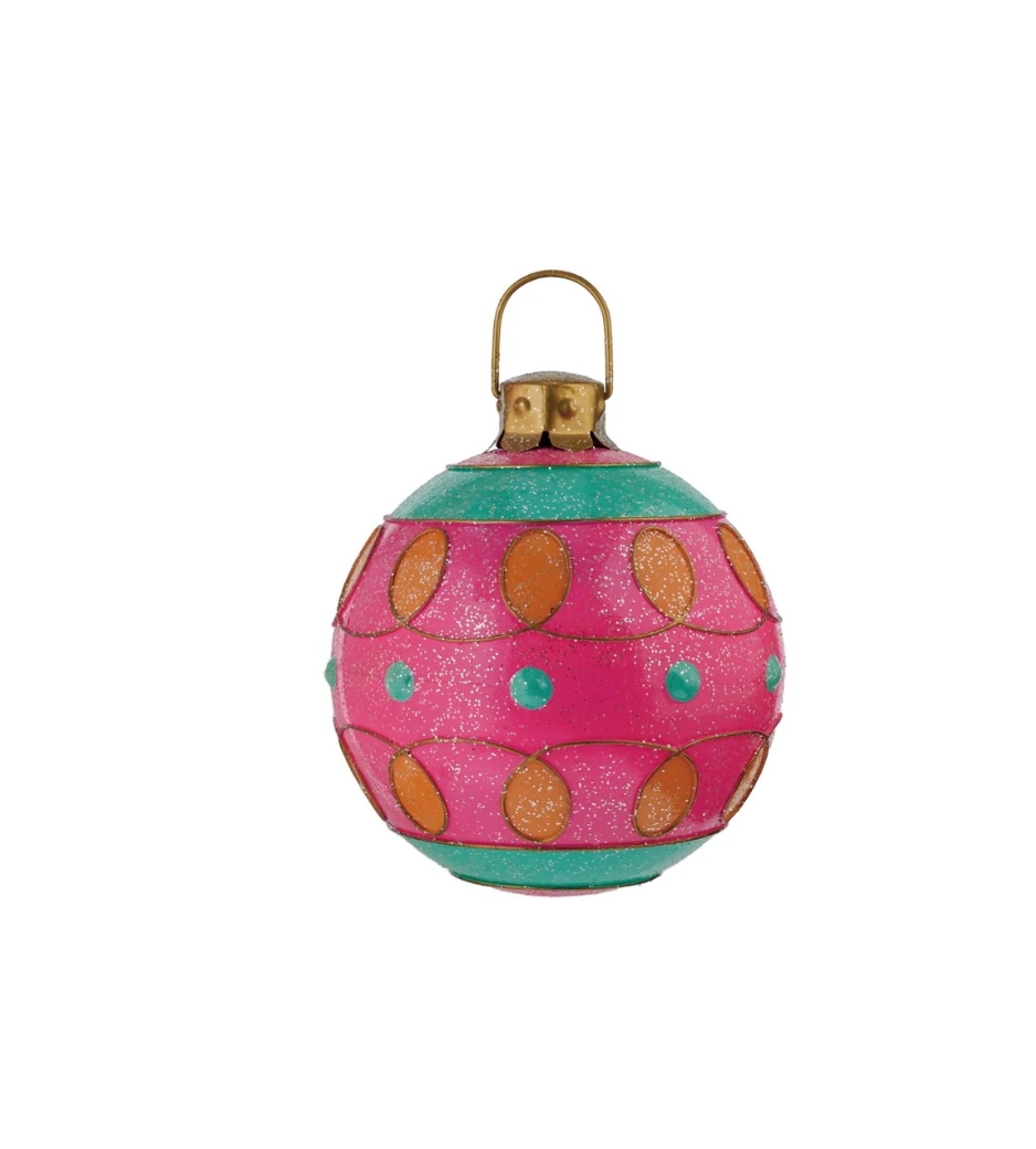 OVERSIZED PAINTED METAL BALL ORNAMENT LARGE