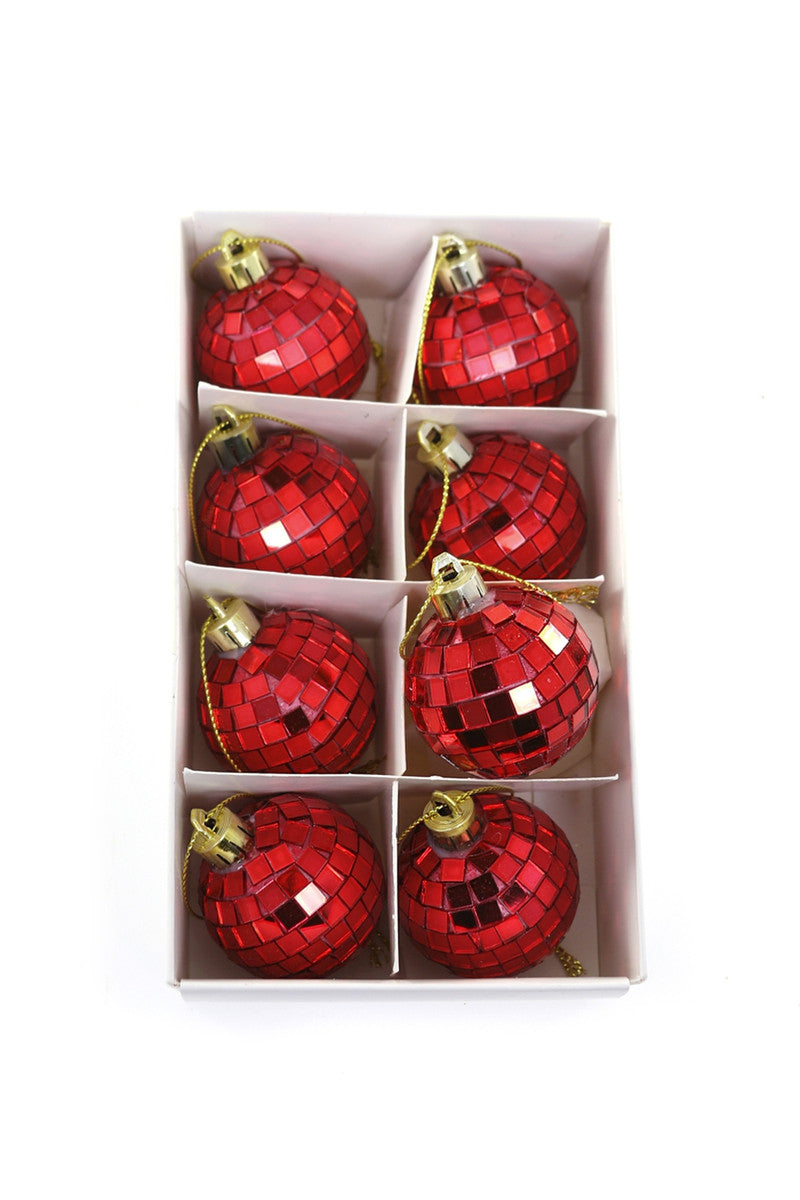 TINY DISCO BALL ORNAMENT RED