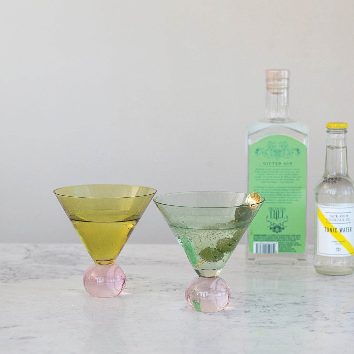 TWO-TONE MARTINI GLASS W/BALL STEM