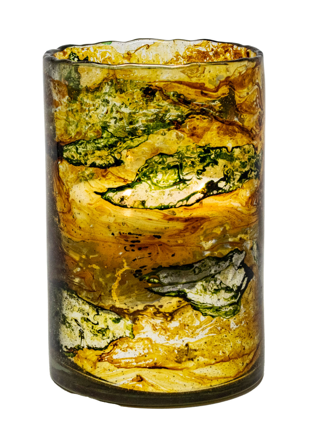 WIND YELLOW BLOWN GLASS HURRICANE - HIMALAYAN TRADING POST