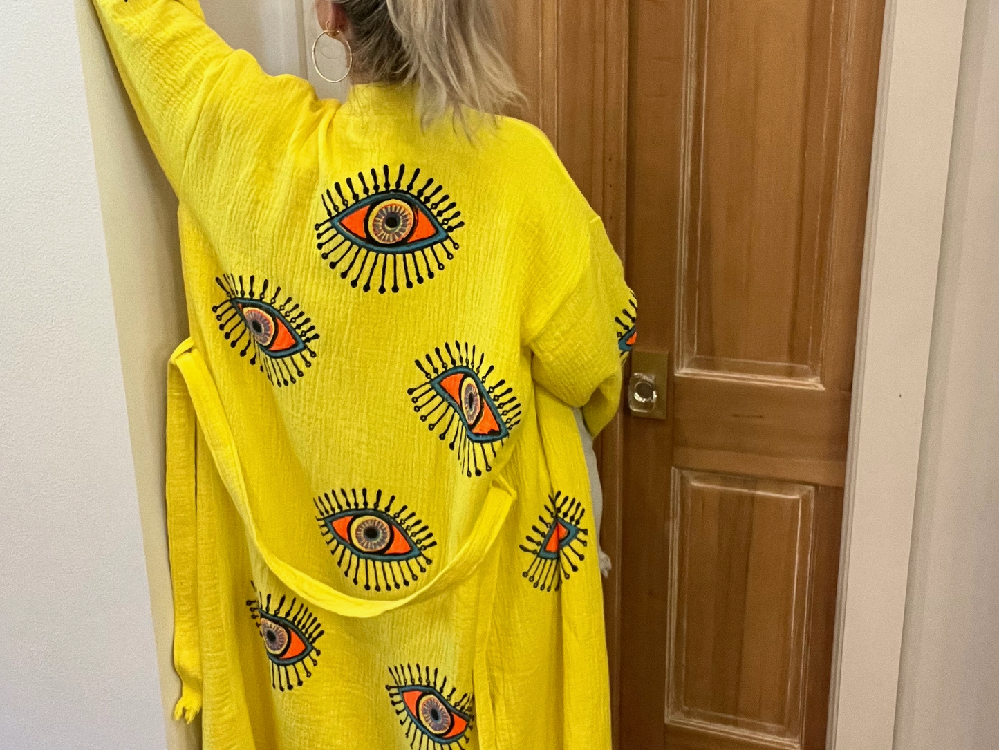 YELLOW EVIL EYE KAFTAN
