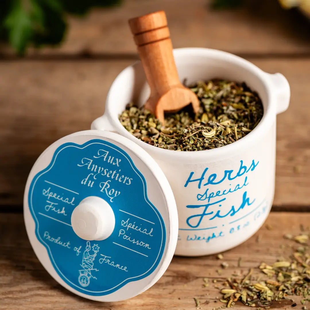 HERBS FOR FISH IN CERAMIC JAR