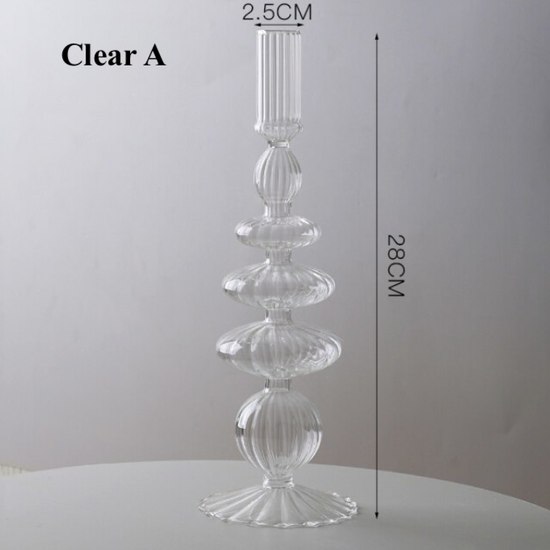 GLASS CANDLESTICK HOLDER - LACE