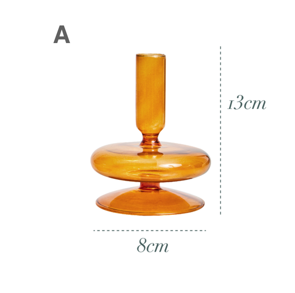 GLASS CANDLESTICK HOLDER - ORANGE