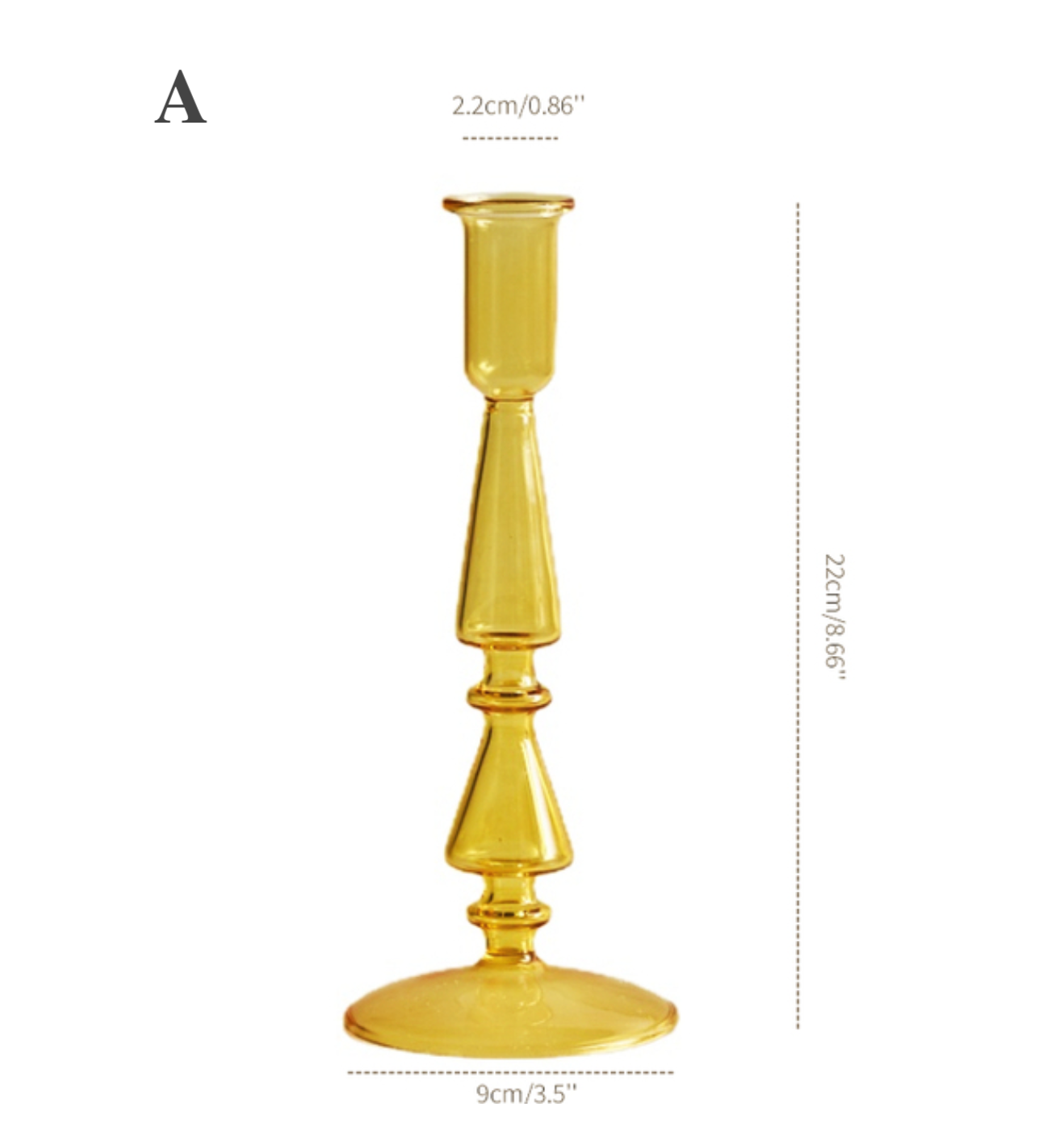 GLASS CANDLESTICK HOLDER A- YELLOW