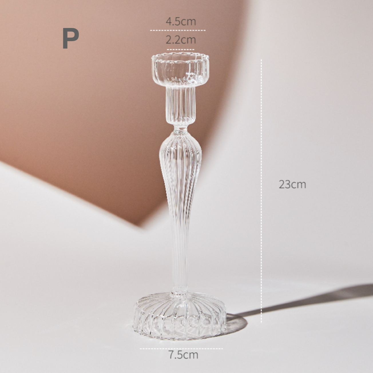 GLASS CANDLESTICK HOLDER - CLEAR